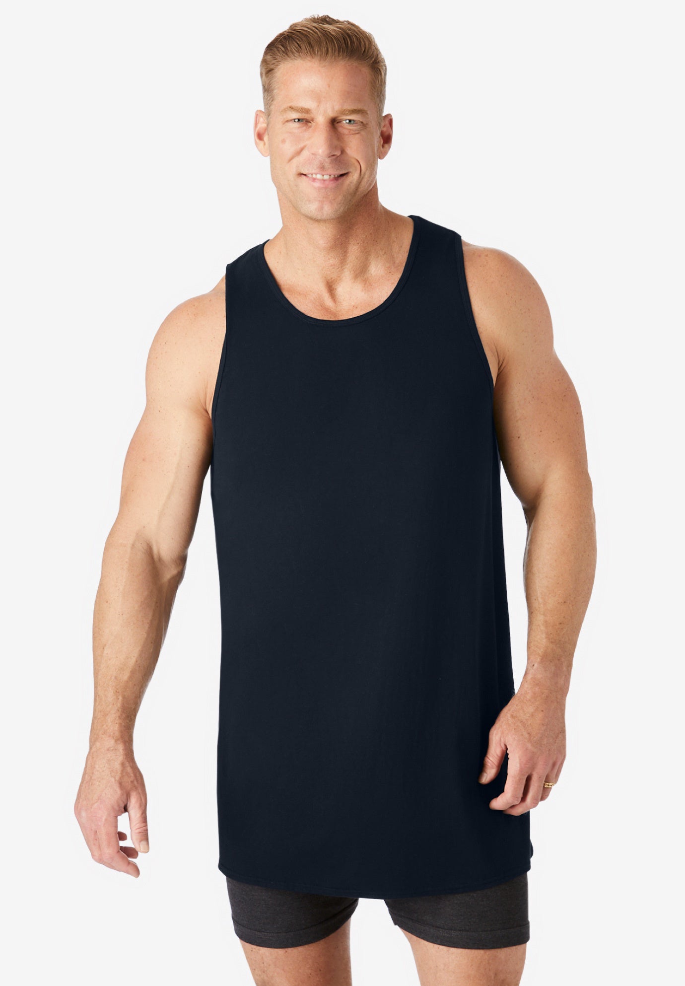 Longer Length Ribbed Cotton Tank image number 0