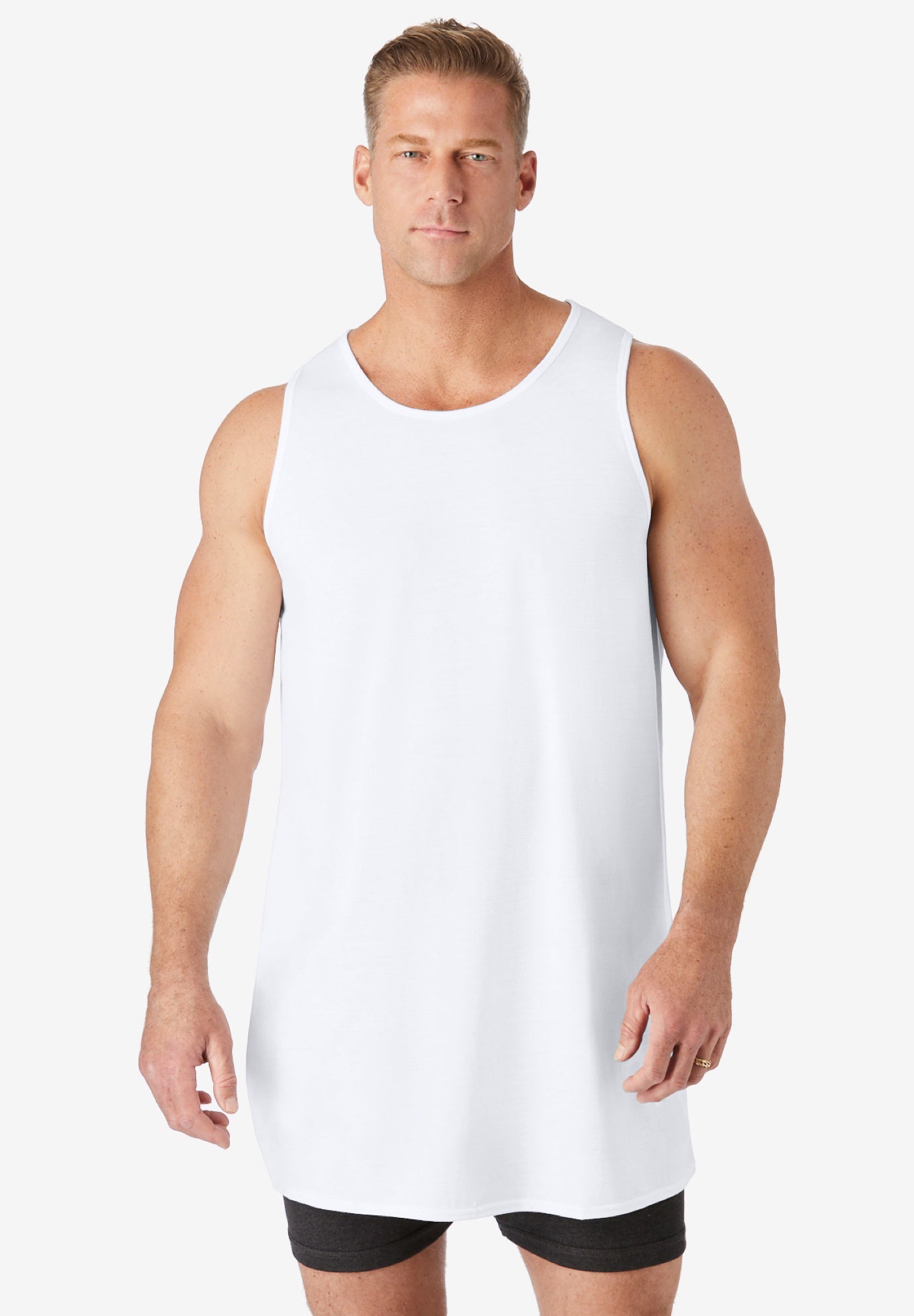 Longer Length Ribbed Cotton Tank image number 0