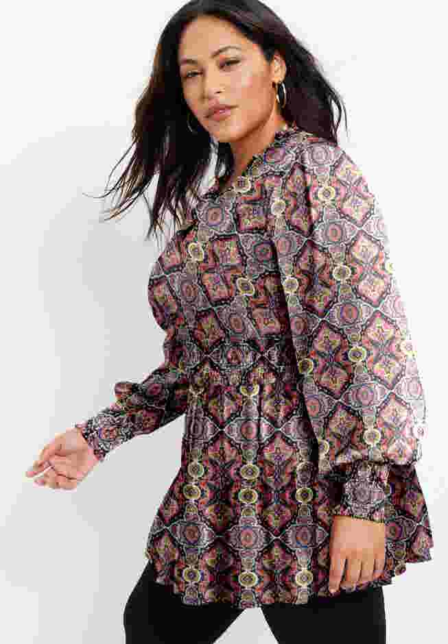 Smocked Georgette Tunic image number 4