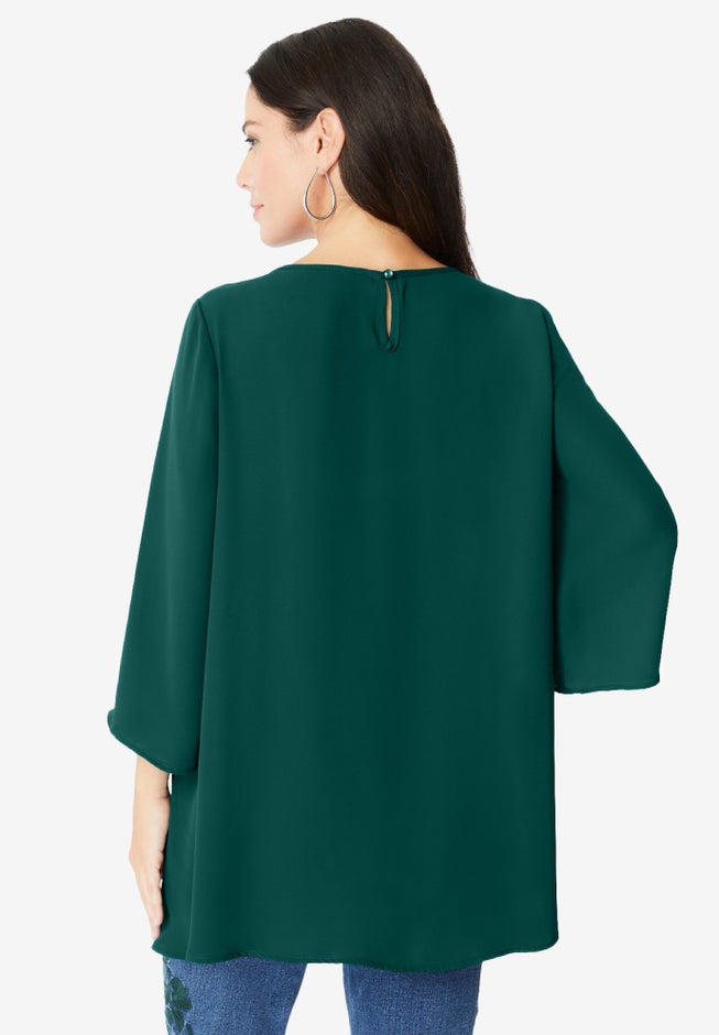 Flare-Sleeve Embellished Georgette Top image number null