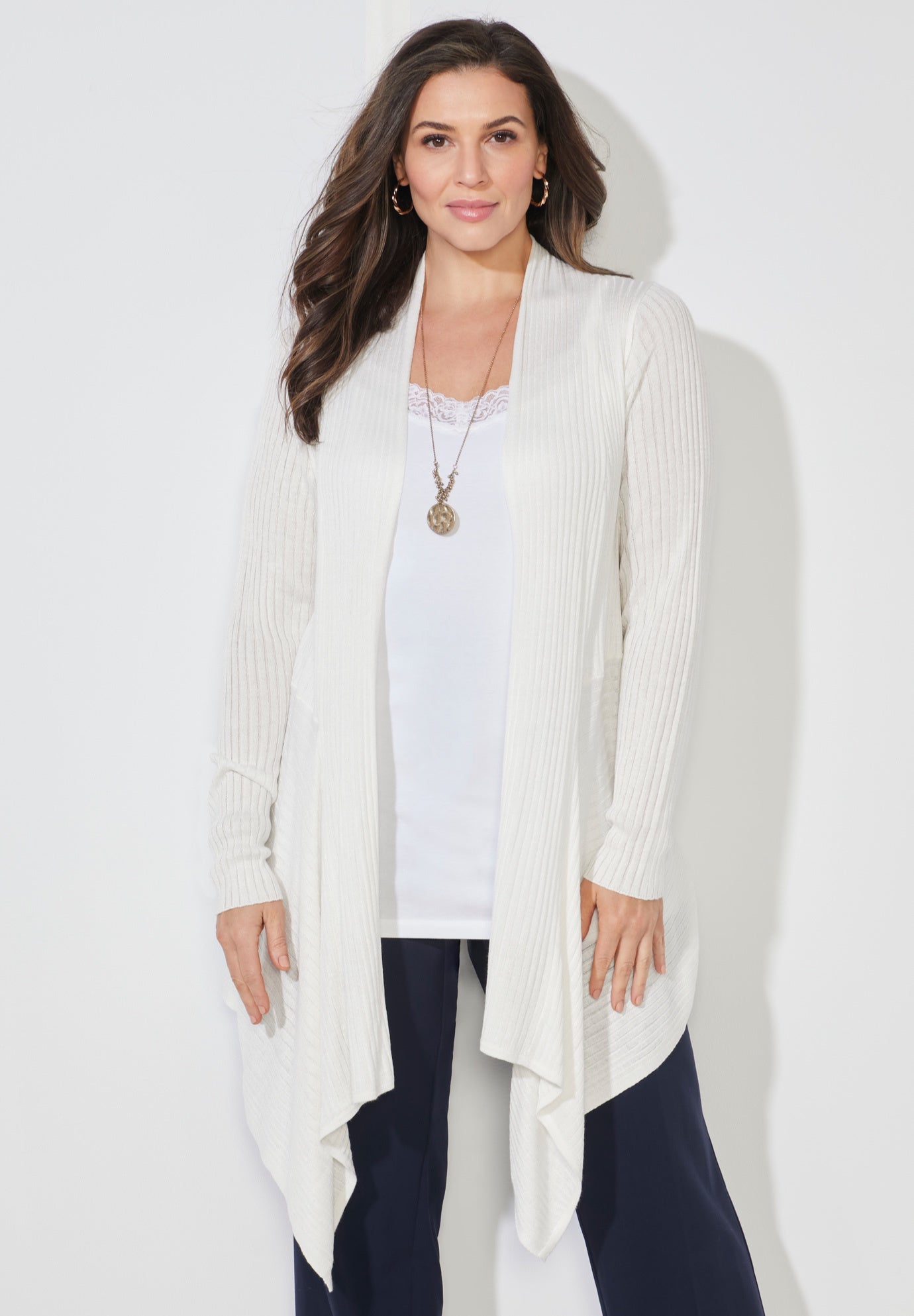 Mixed Rib Drape Cardigan image number 0