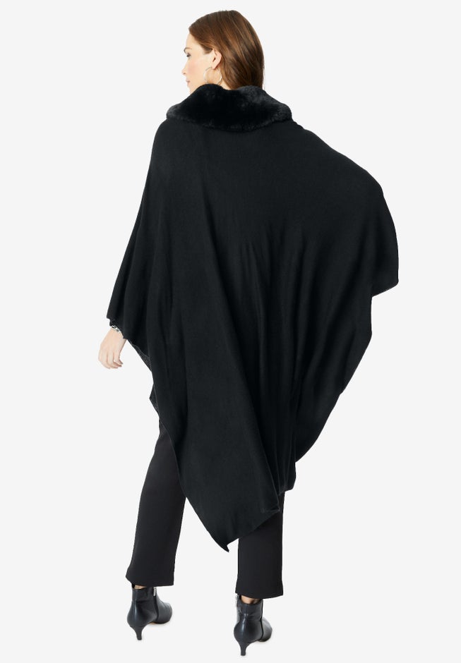 Faux Fur-Trimmed Shawl image number 1