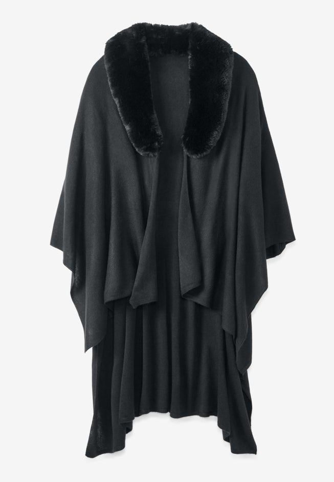 Faux Fur-Trimmed Shawl image number 3