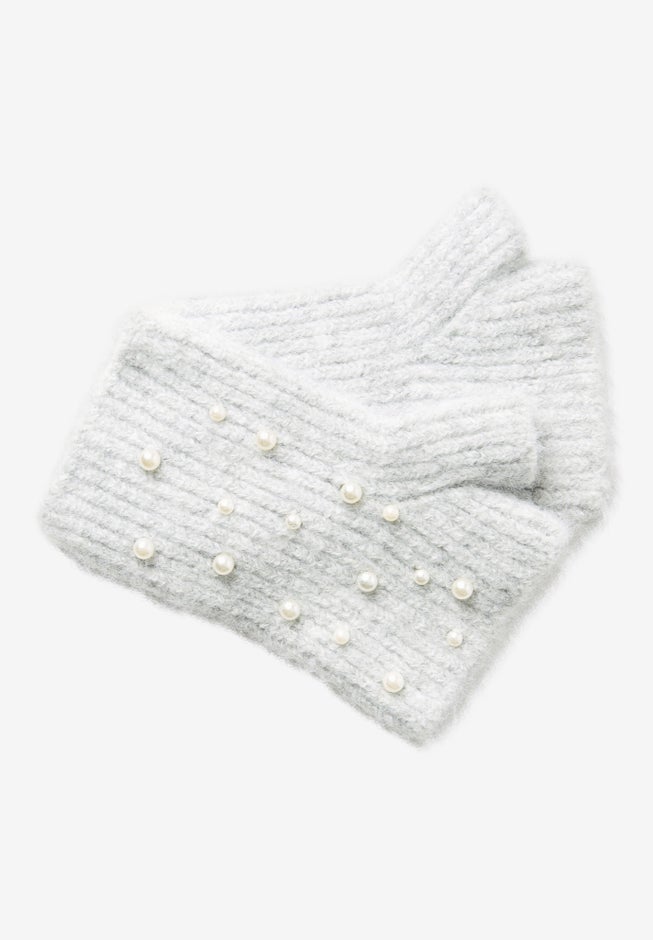 Pearl-Embellished Fingerless Gloves image number 2