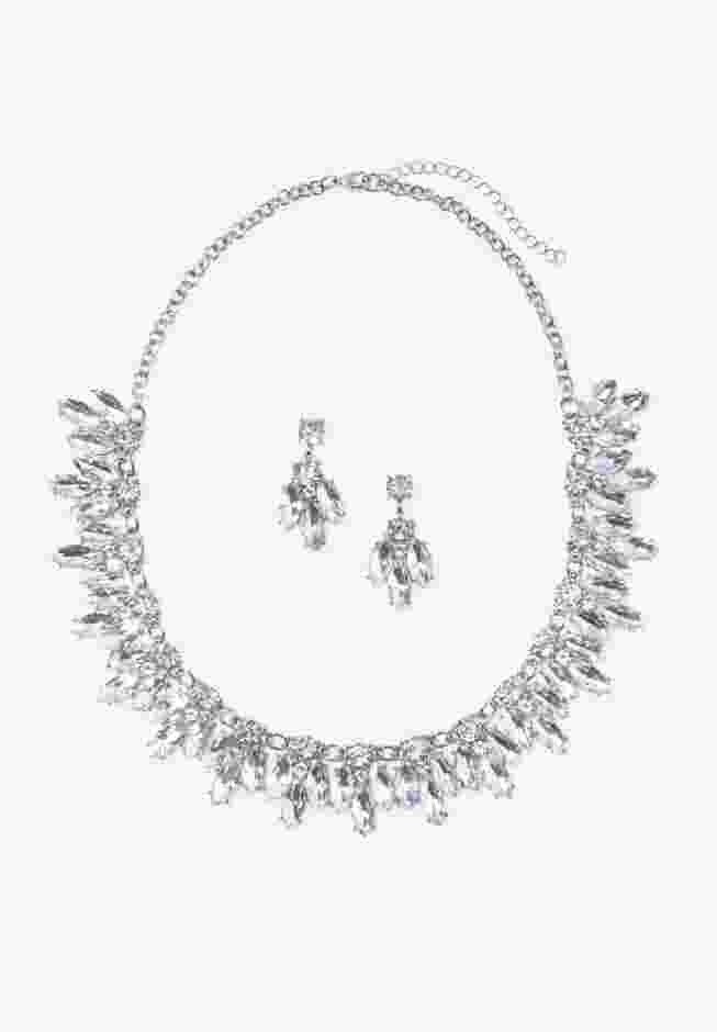 Rhinestone Earring and Necklace Set. image number 1