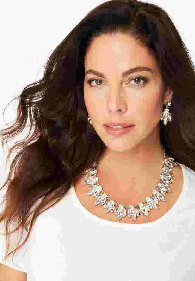 Rhinestone Earring and Necklace Set. image number 0