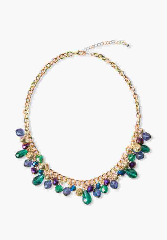 Goldtone and Gemstone Necklace image number 1