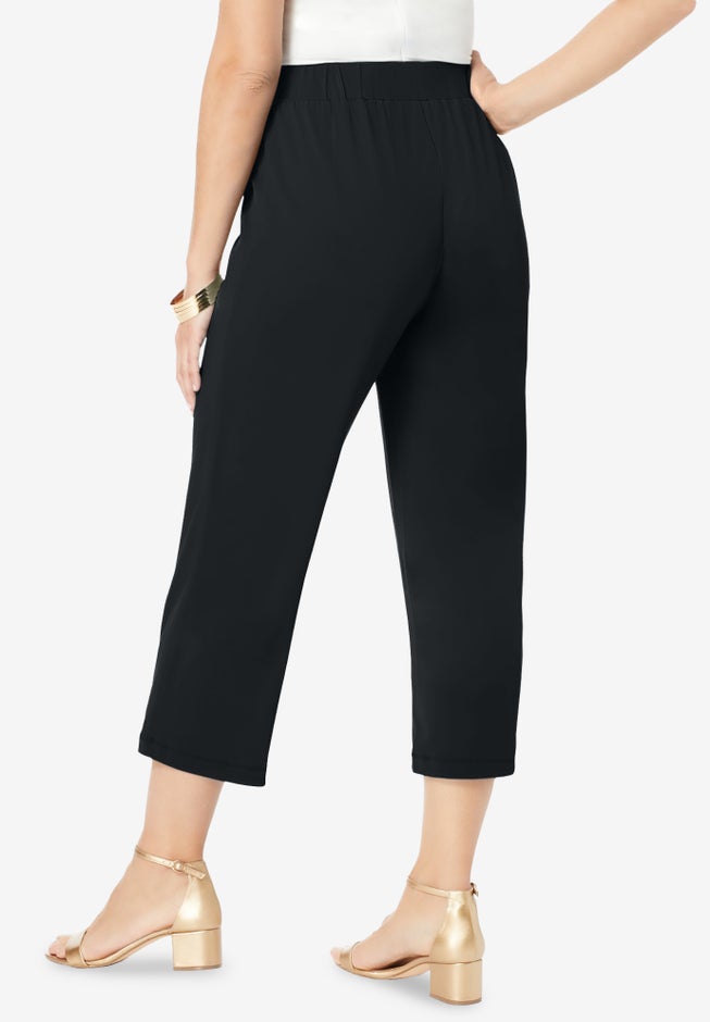 Stretch Knit Wide Leg Crop Pant image number 2