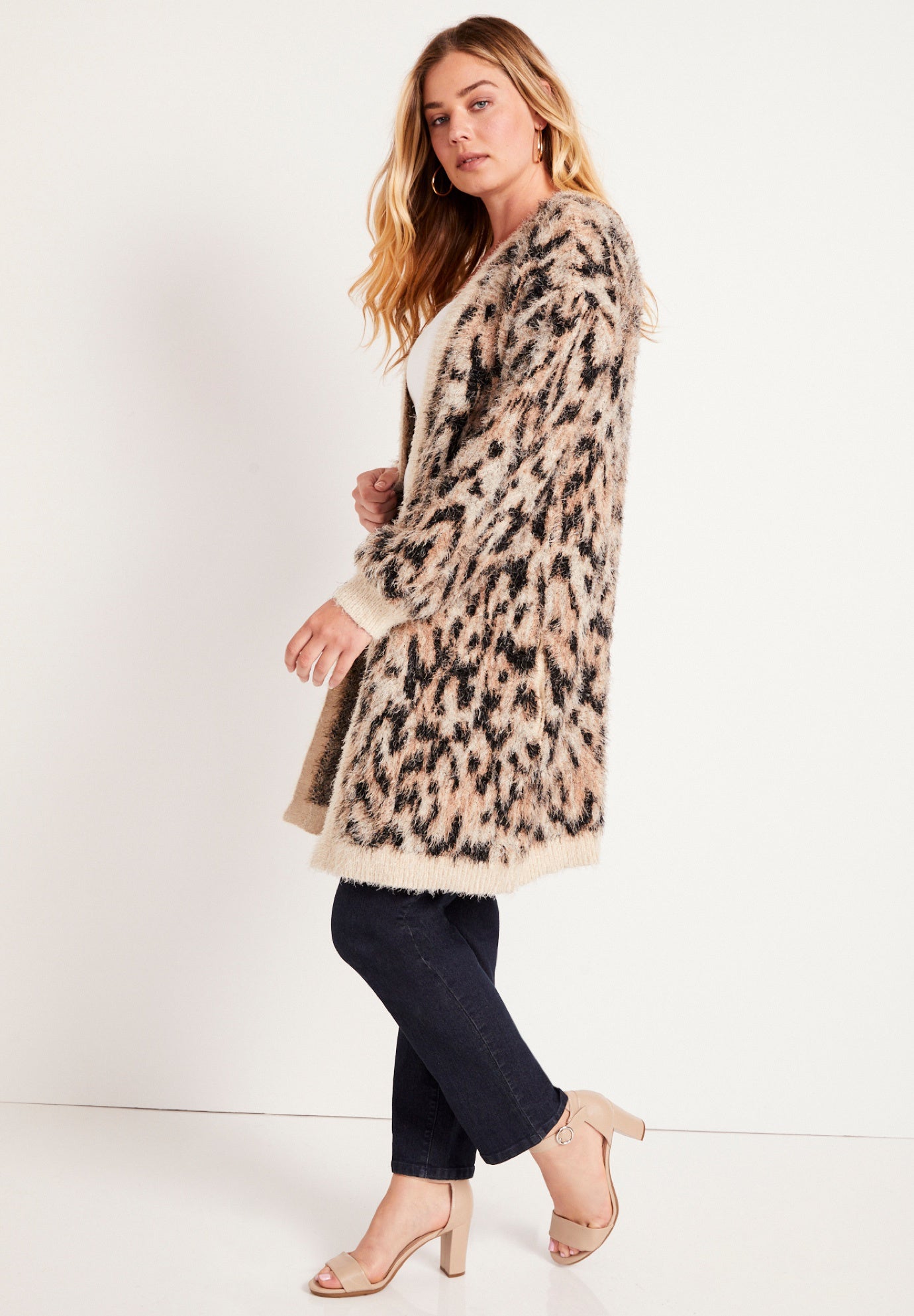 Leopard-Print Eyelash Cardigan image number 3