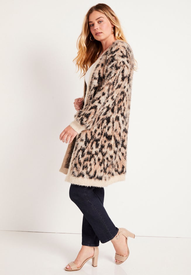 Leopard-Print Eyelash Cardigan image number 3