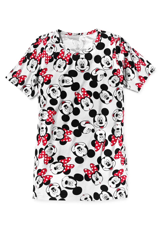 Disney Women&rsquo;s Short Sleeve Crew Tee Mickey Mouse All Over Print image number 1