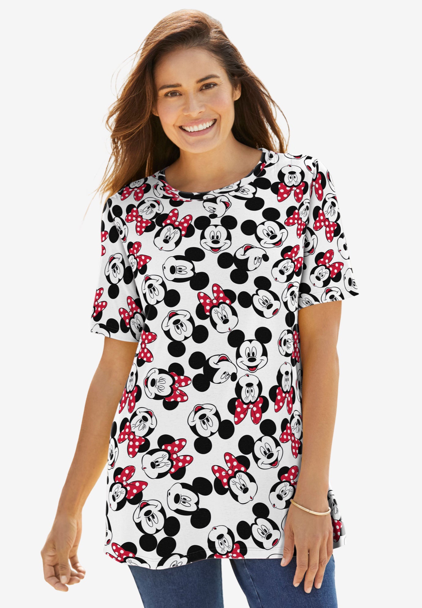 Disney Women&rsquo;s Short Sleeve Crew Tee Mickey Mouse All Over Print image number 0