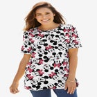 Disney Women&rsquo;s Short Sleeve Crew Tee Mickey Mouse All Over Print image number 0