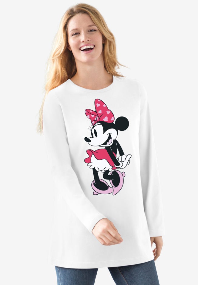 Disney Women's Long Sleeve Crew Tee Minnie Mouse Posing image number null