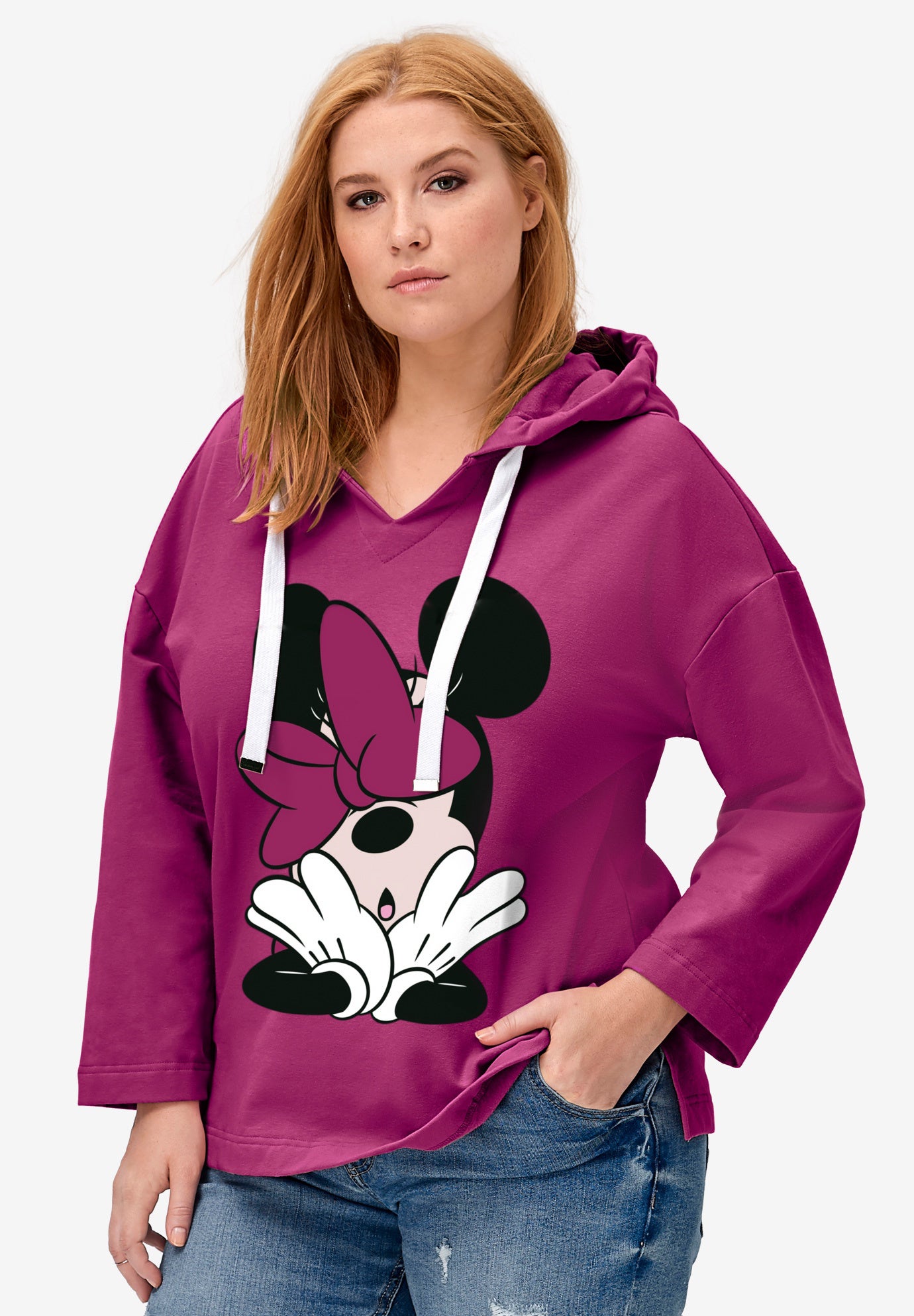 Disney Women&rsquo;s Hooded Sweatshirt Raspberry Minnie Mouse image number 0