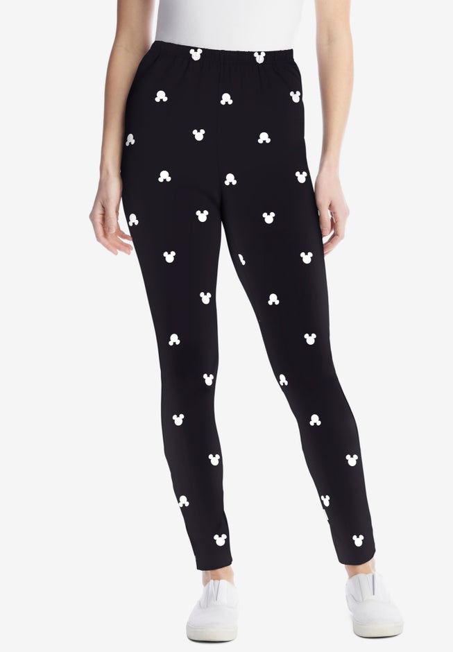 Disney Women's Black Leggings Mickey Mouse Ears All Over Print image number 0