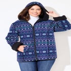 Printed Fleece Coat with Sherpa Lining image number null