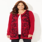 Zip-Front Embroidered Cardigan image number null