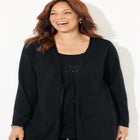 Sequin Trim Tank Cardigan Duet image number 3