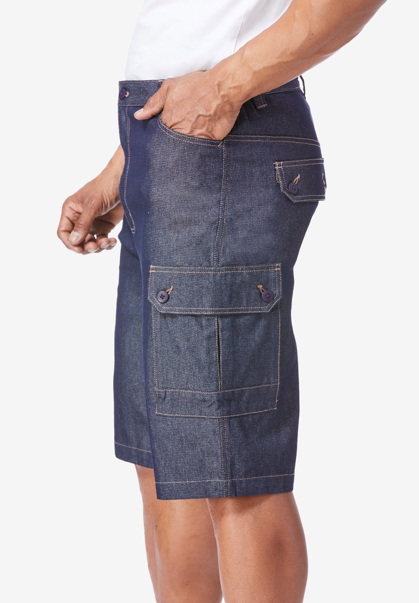 Lightweight Comfort Denim Cargo Jean Shorts image number 2