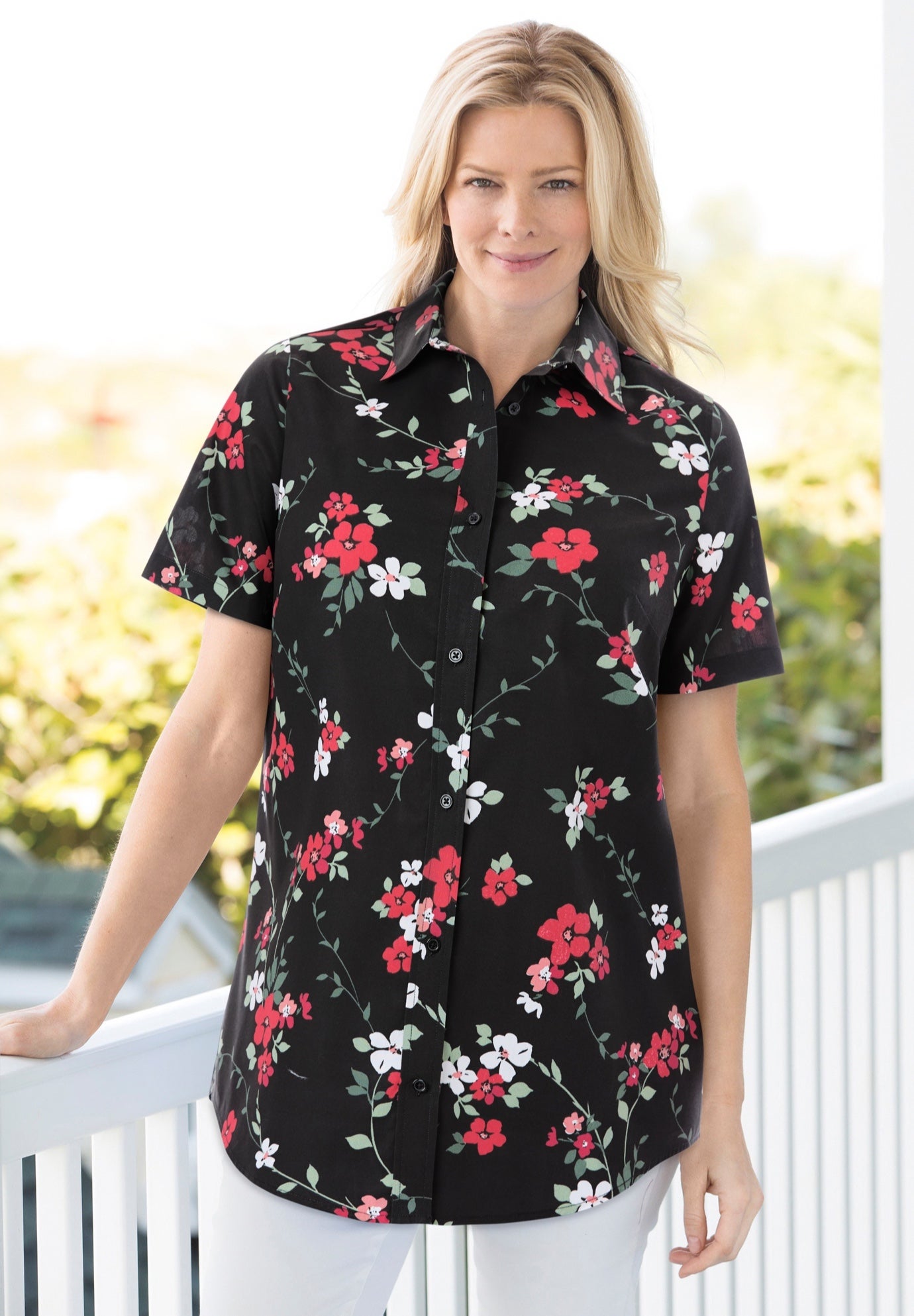Perfect Short-Sleeve Collared Button Down Shirt image number 0