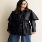 Faux Leather Cape Jacket image number null