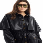 Faux Leather Cape Jacket image number null