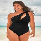 Twist One Shoulder Adjustable Strap One Piece Swimsuit image number null