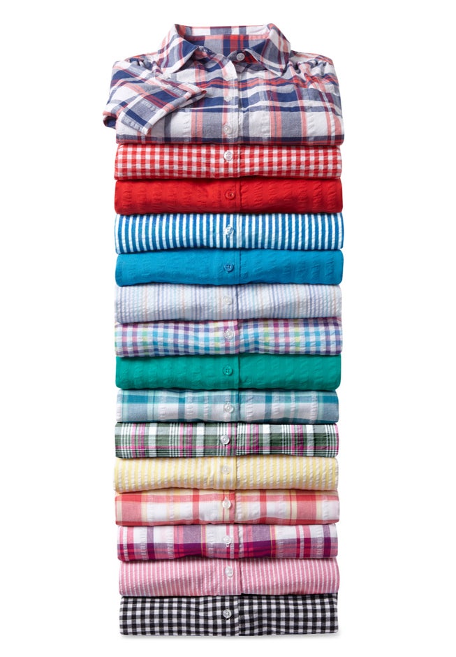 Short-Sleeve Button Down Seersucker Shirt image number 4