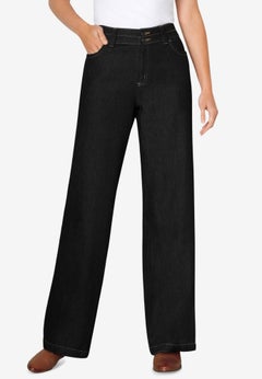 Perfect Wide-Leg All-Cotton Denim Five-Pocket Jeans