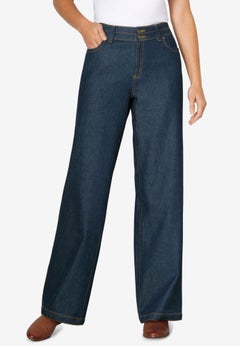Perfect Wide-Leg All-Cotton Denim Five-Pocket Jeans