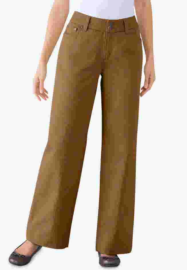 Perfect Wide-Leg All-Cotton Denim Five-Pocket Jeans image number 0