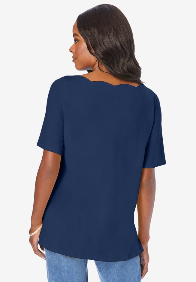 Ultimate Scalloped Scoop Neck Tee image number 1