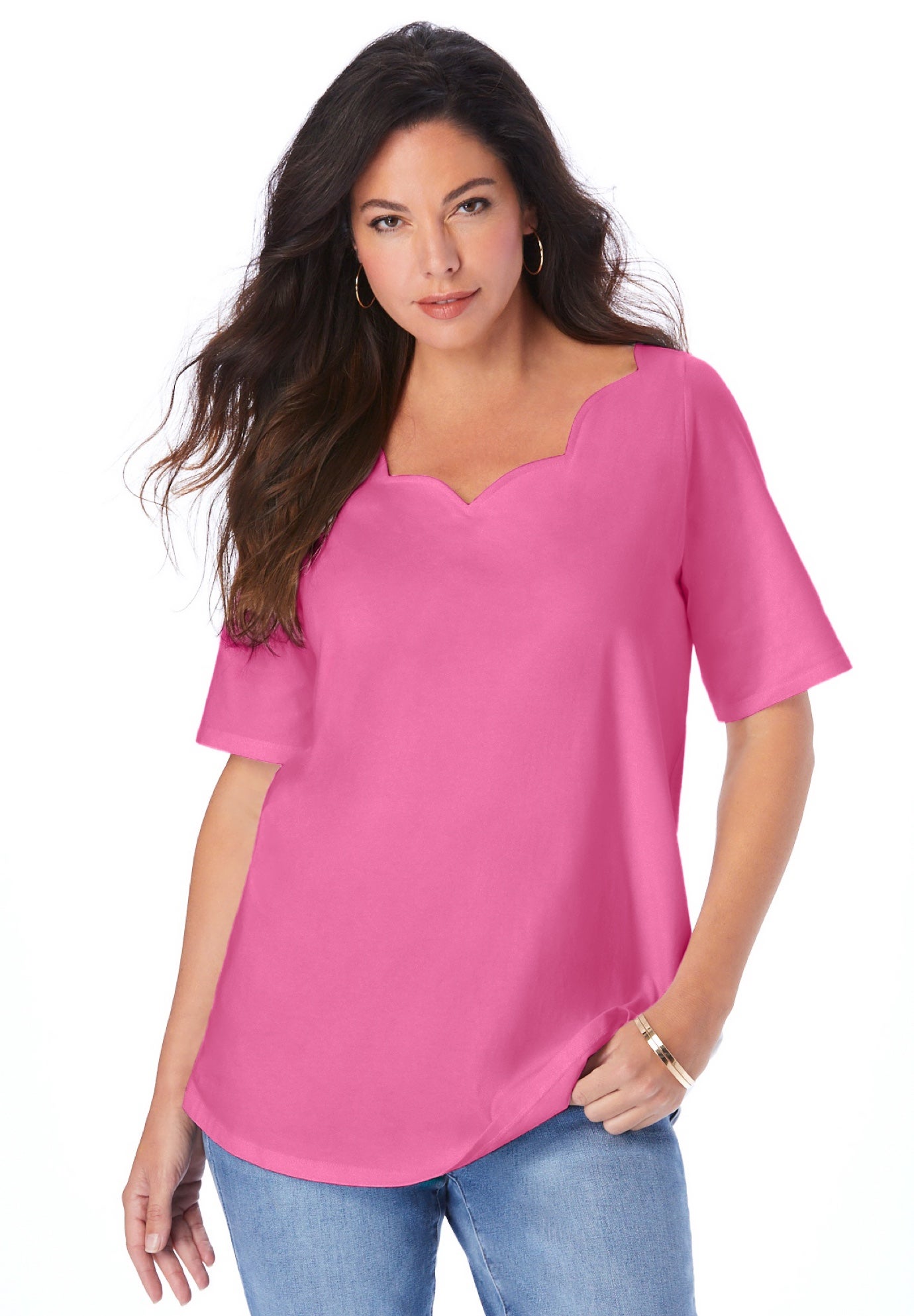 Ultimate Scalloped Scoop Neck Tee image number 0