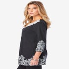 Ultra Drape V Neck Lace Print Tee image number null