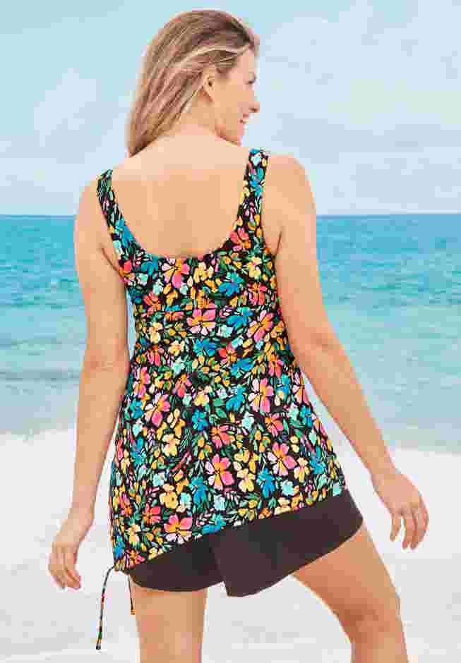 Adjustable Side Tie Swim Romper image number 1