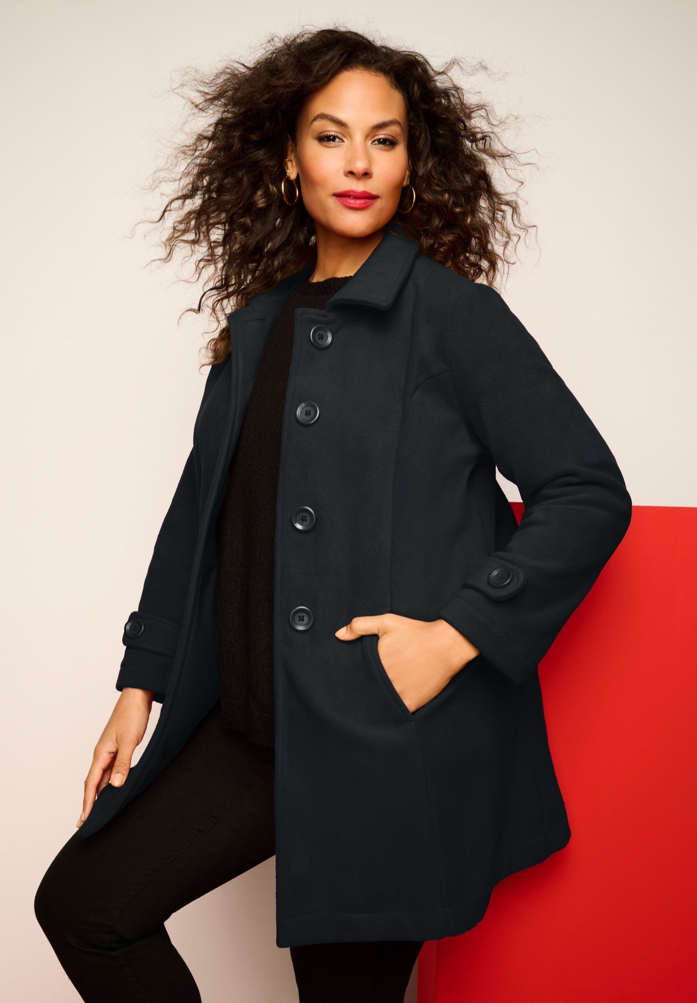 Plus Size Button Up Fleece Jacket image number 0