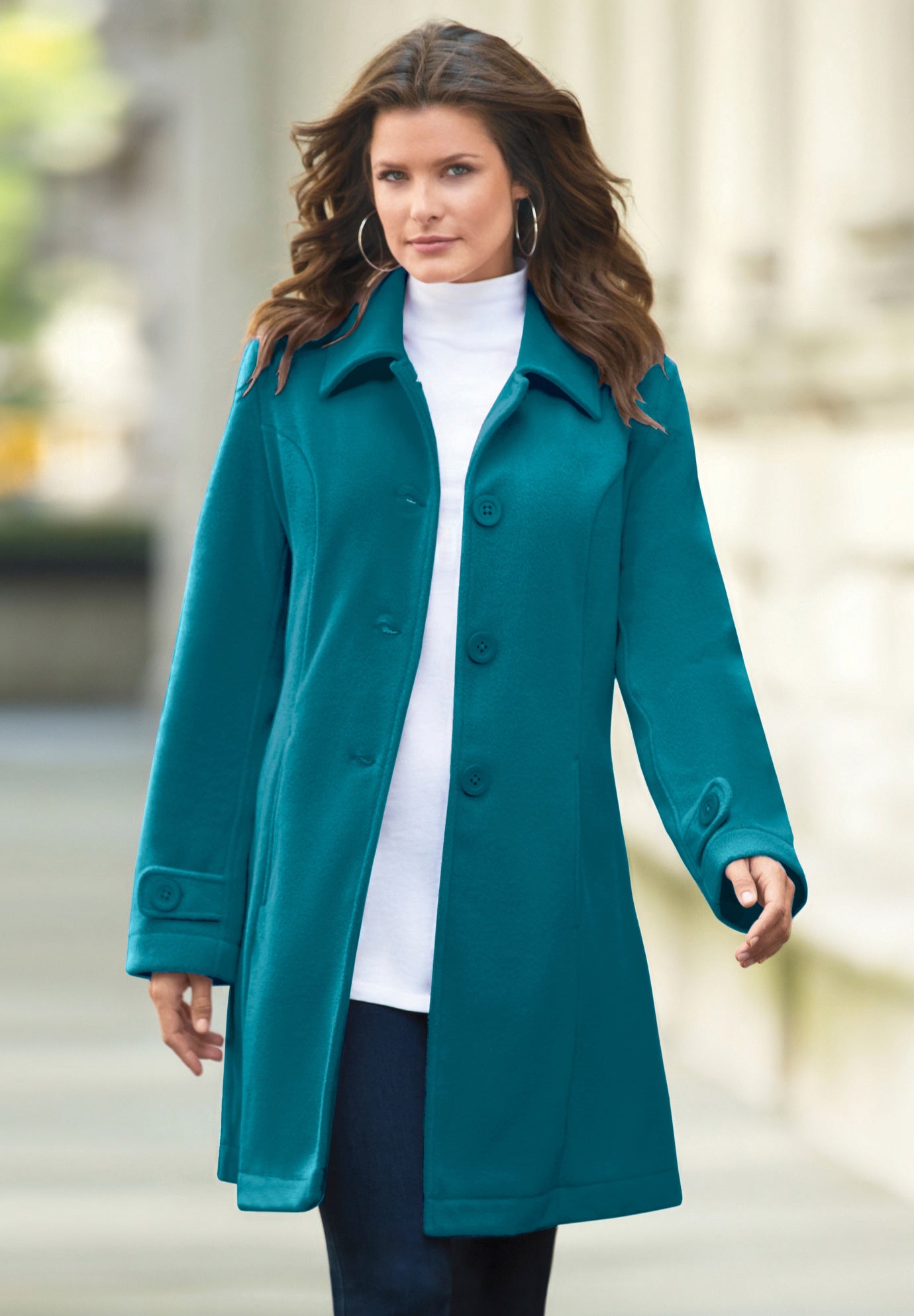 Plus Size Button Up Fleece Jacket image number 3