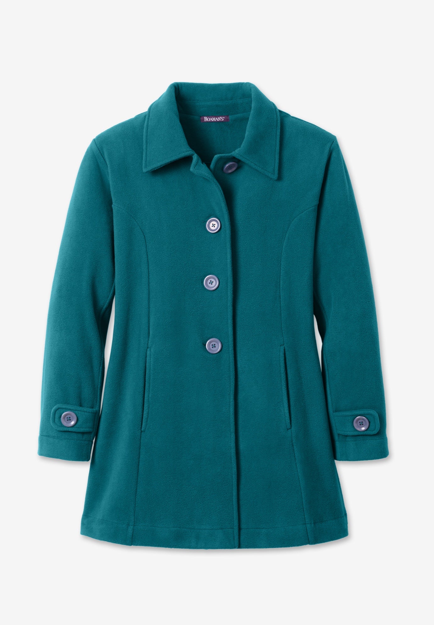Plus Size Button Up Fleece Jacket image number 6