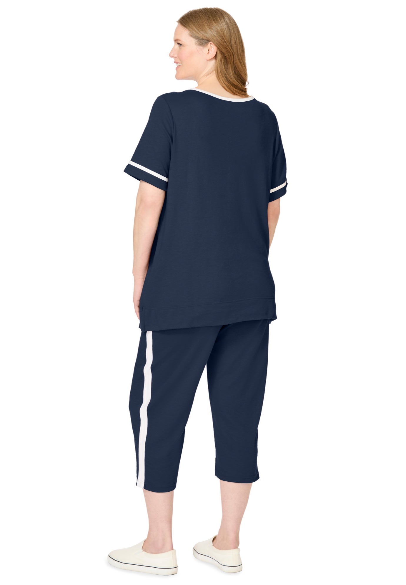 Contrast Stripe Capri Set image number 1