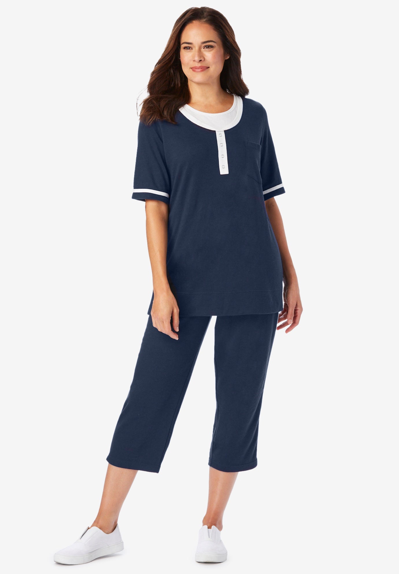 Contrast Stripe Capri Set image number 0