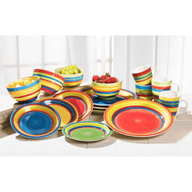 Santa Fe Hand-Painted Striped Stoneware Dinnerware image number null