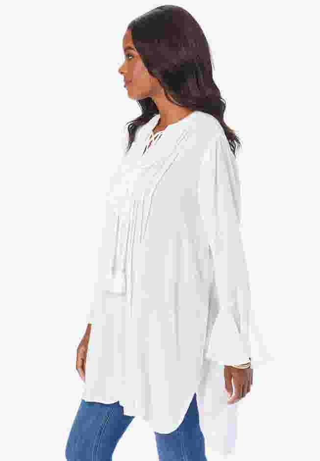 Hand Crinkled Ruffle Pintuck Tunic image number 2