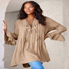 Hand Crinkled Ruffle Pintuck Tunic image number 3