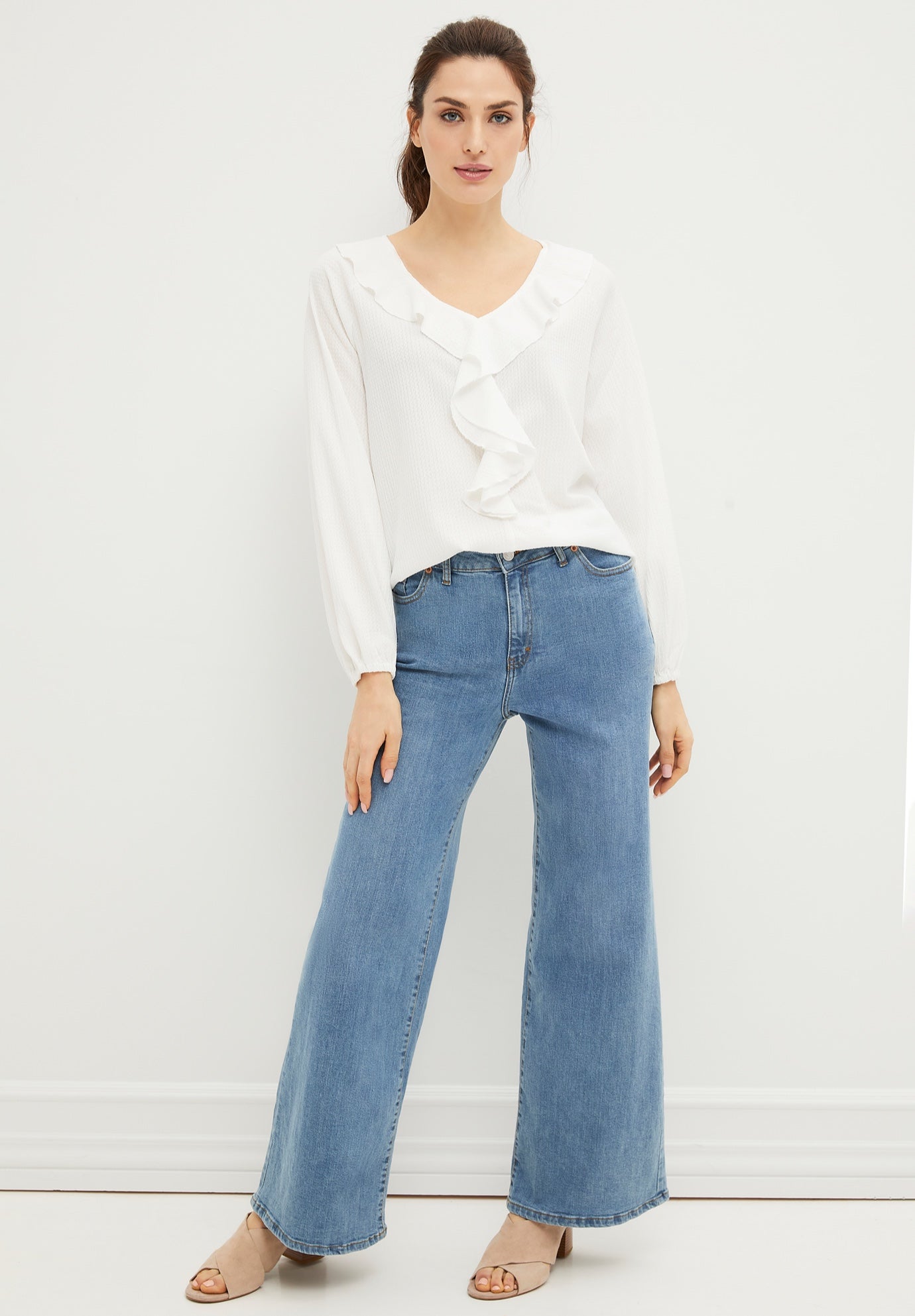 Stretch High-waist Wide Leg Jeans image number 1