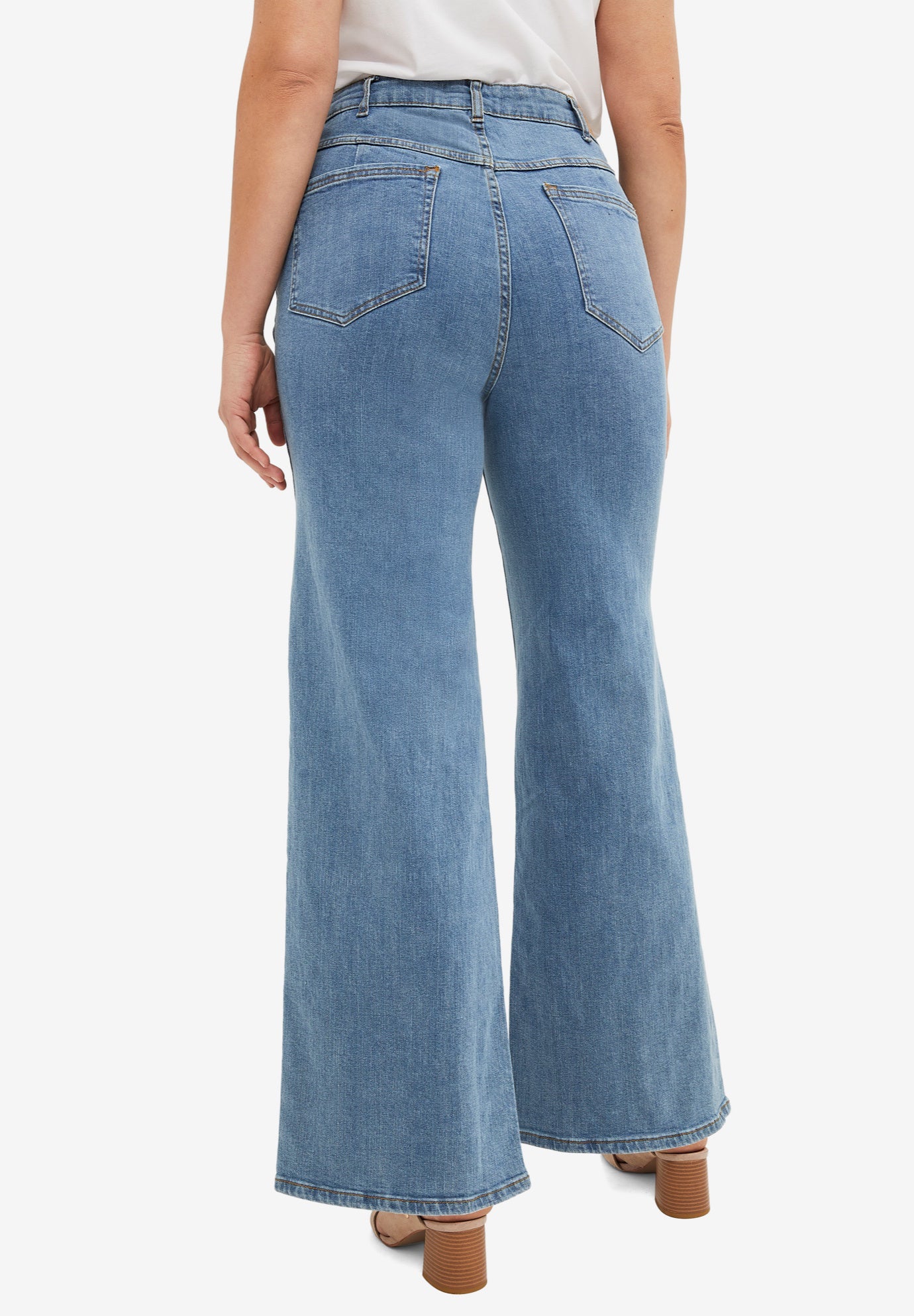 Mid-Rise 5-Pocket Wide-Leg Stretch Jeans image number 1