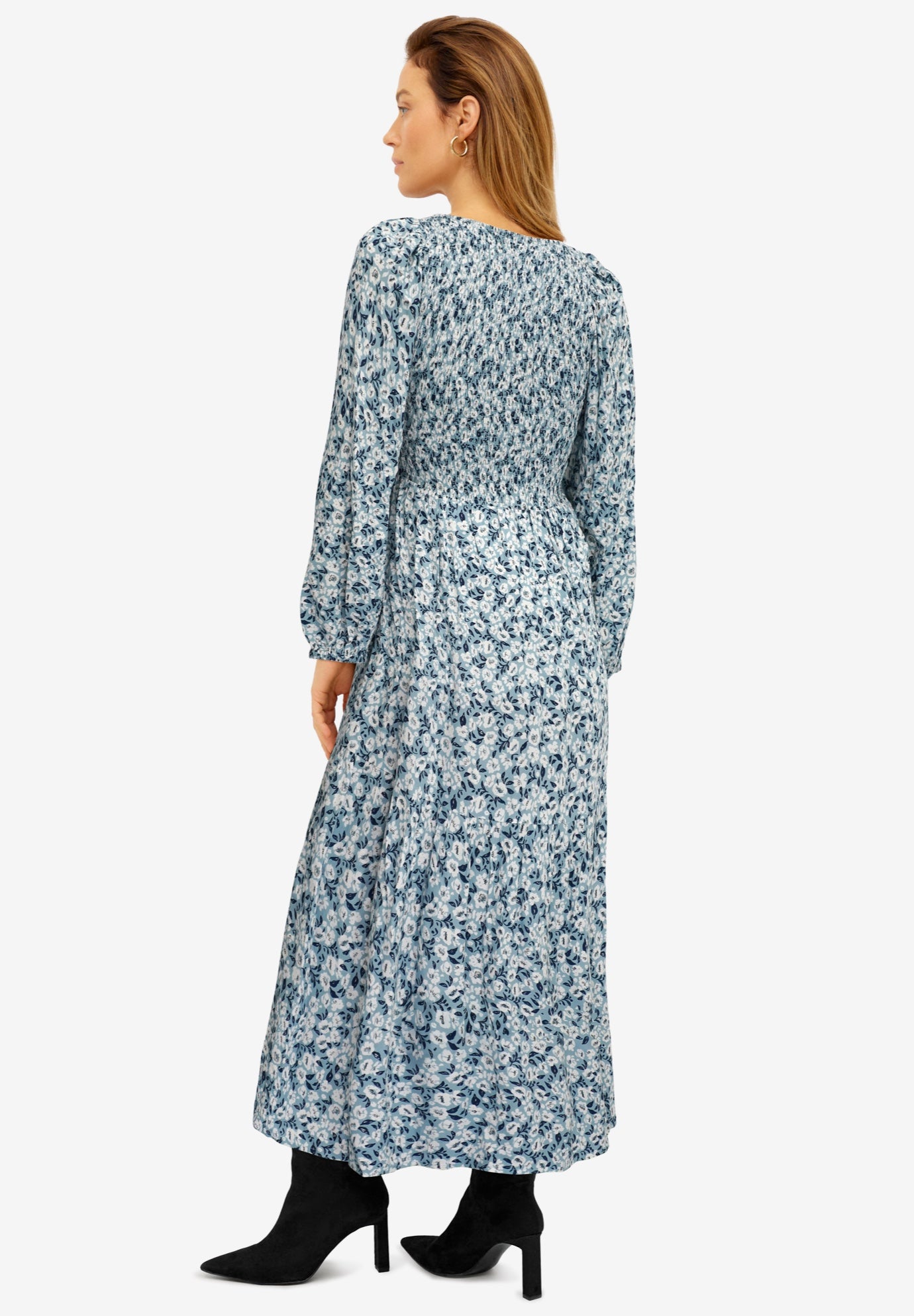 Smocked Bodice Tiered Midi Dress image number 1