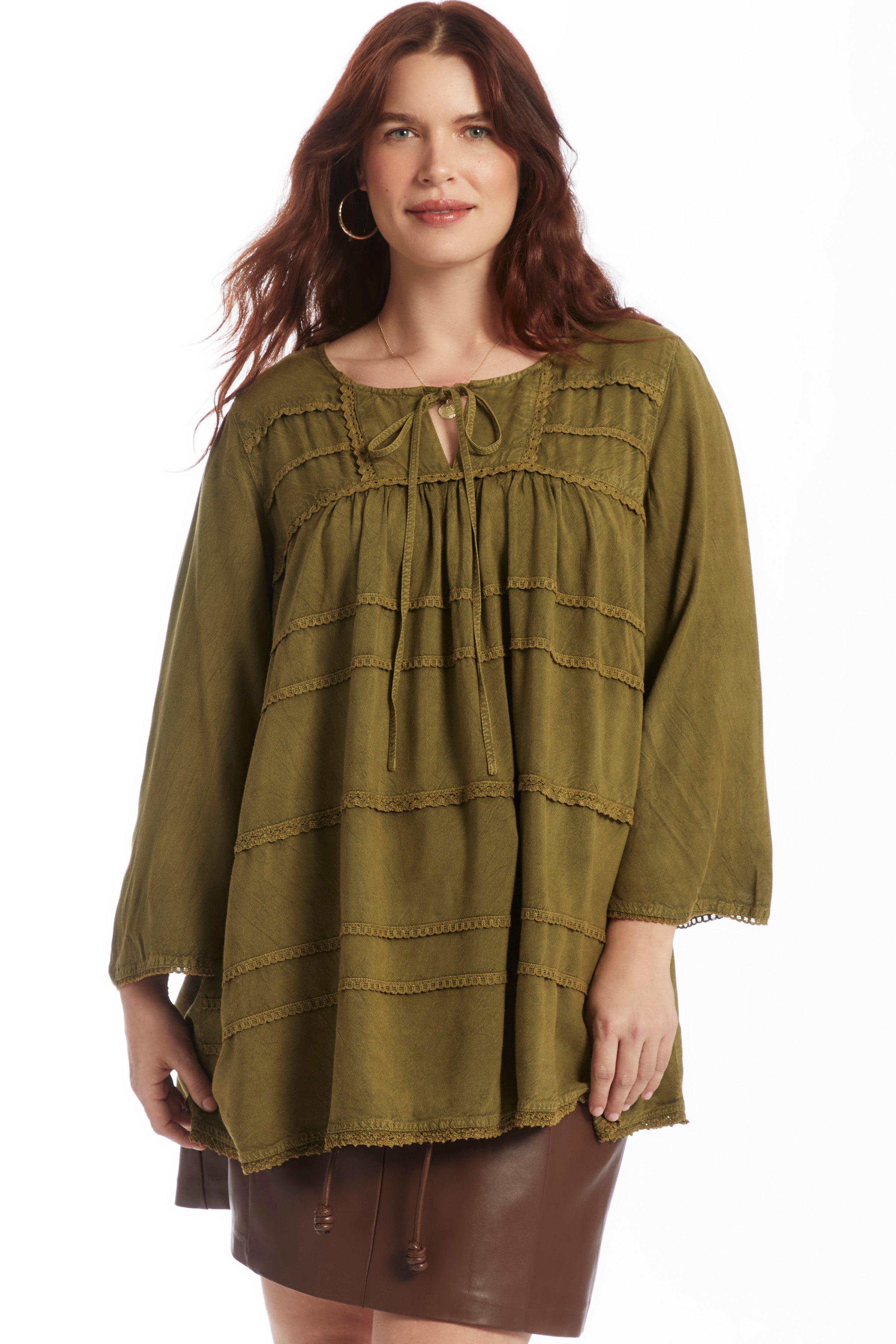 Acid Wash Peasant Blouse image number 1