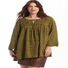 Acid Wash Peasant Blouse image number 1