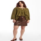 Acid Wash Peasant Blouse image number 0